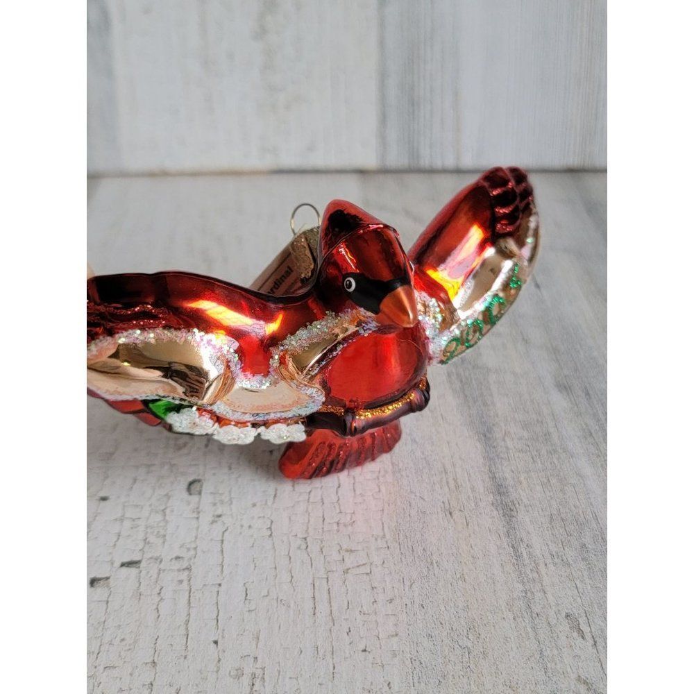 Old World xmas 2006 red cardinal blown glass ornament Xmas